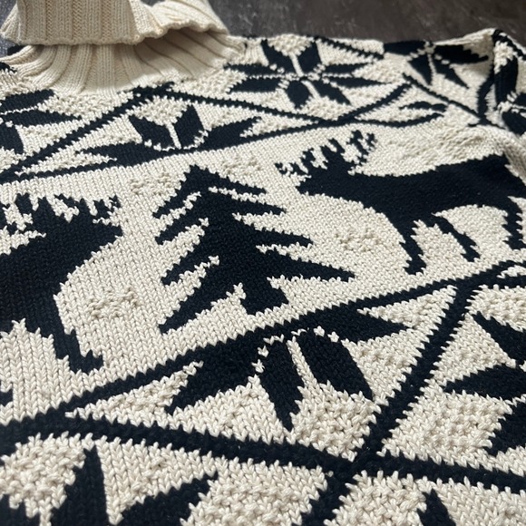 Vintage Rare Ralph Lauren Fair Isle Moose Tree Wool Blend Turtleneck Sweater - Picture 2 of 8
